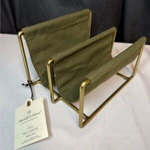 Hearth & Hand Sage Green and Gold Mail Organizer NWT